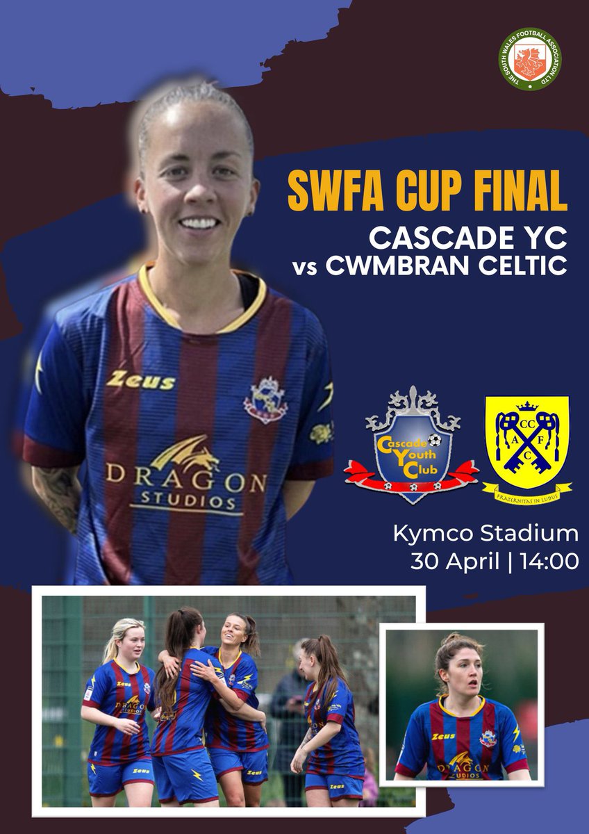 CascadeLadies's tweet image. 📣 | CUP FINAL ANNOUNCEMENT 

On Sunday 30th April we will travel to the Kymco Stadium, Pen-Y-Bont where we take on @CwmbranCeltLFC in the final of the @SouthWalesFA Women’s Cup. 

We will be running a supporters coach from Cascade Club House. For further details get in touch! 📲