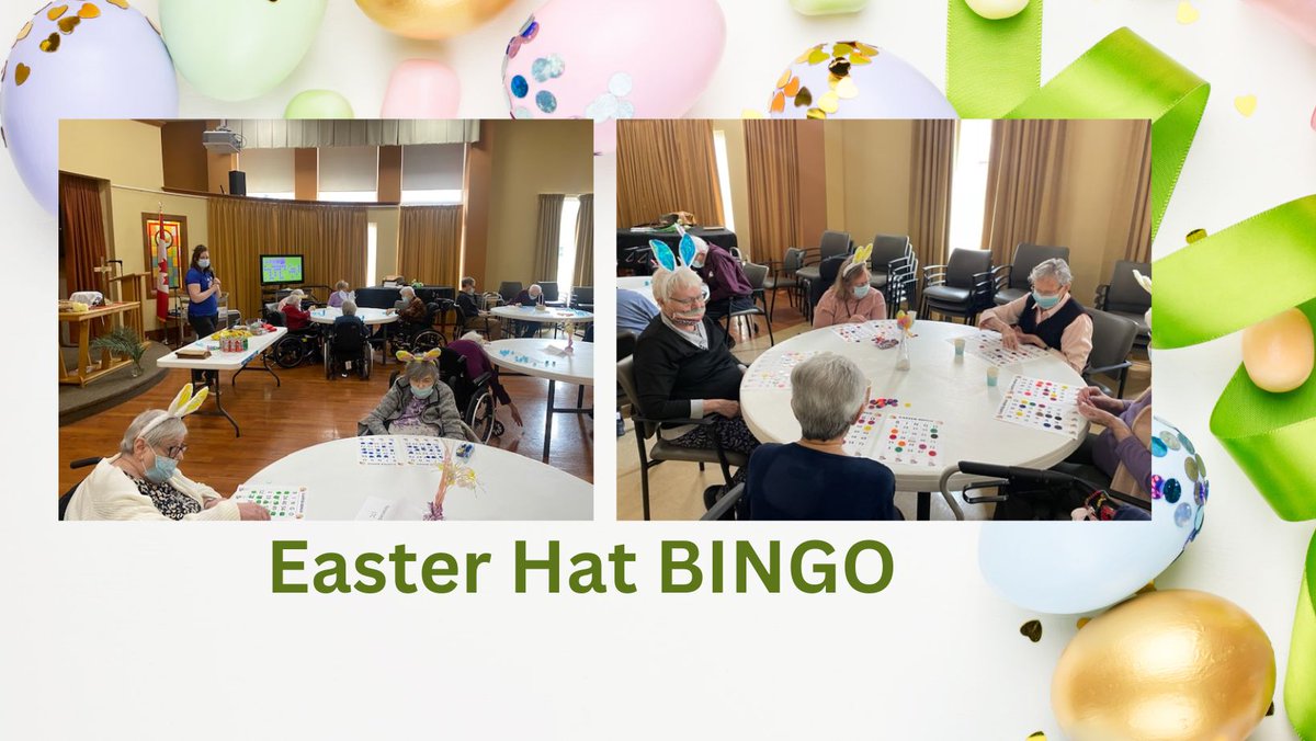 ElliottGuelph's tweet photo. The residents were busy last week with lots of themed programs around Easter. Here are some highlights!
#elliottexcellence #Easter2023 #ElliottCommunity #EasterBINGO #babychicks #pettherapy https://t.co/kOBVEaqPas