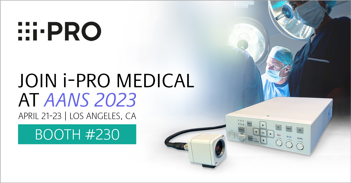 Heading to Los Angeles for #AANS2023?  Visit the i-PRO Medical team at booth #230, April 21-23!

See our latest 4K4MOS camera technology, which boasts a 4MOS ULTRA High Definition Camera Head Module with NIR Sensitivity in a Compact Size!