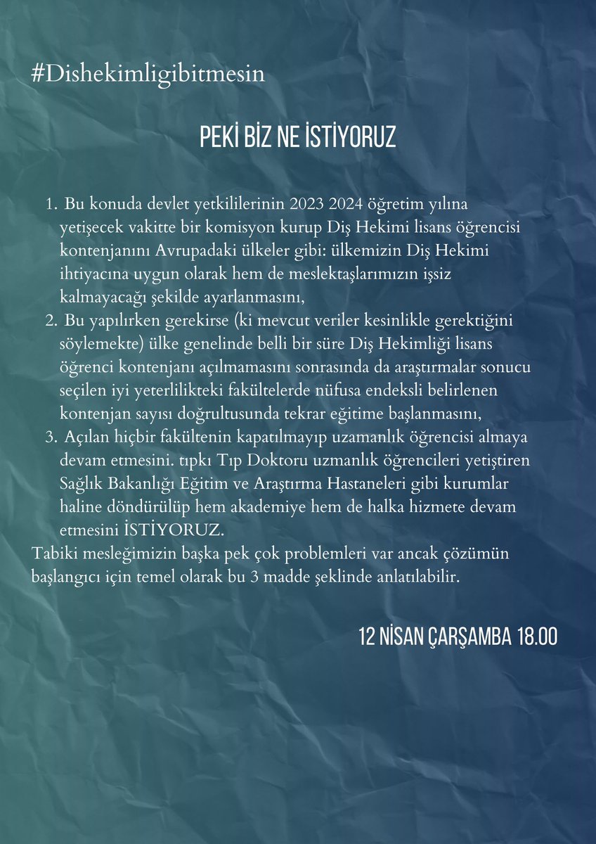 12 Nisan Çarşamba saat 18:00 🦷