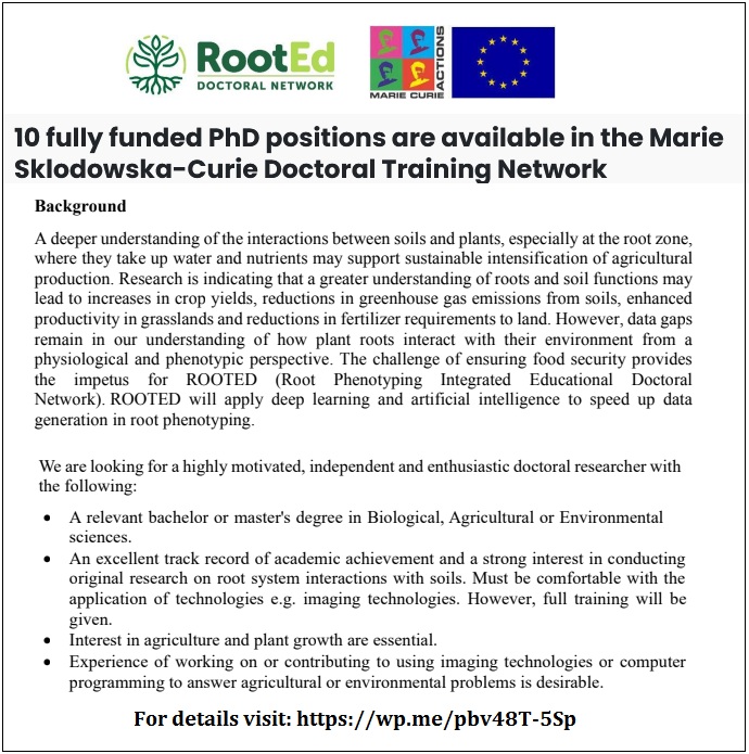 agristok's tweet photo. 📌 10 Ten PhD Positions in Plant and Soil Sciences🌱 Fully Funded by the European Union in 9 European Countries 🇪🇺... Please retweet and spread the word! For details visit the link below👉 https://t.co/zA1ke6sZLy https://t.co/9LqOXF7xGn