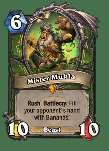D0nkeyHS's tweet photo. Mukla should have added 4 bananas since the cost, attack, and health are doubled. From old Mukla https://t.co/8H8kWPDDsO