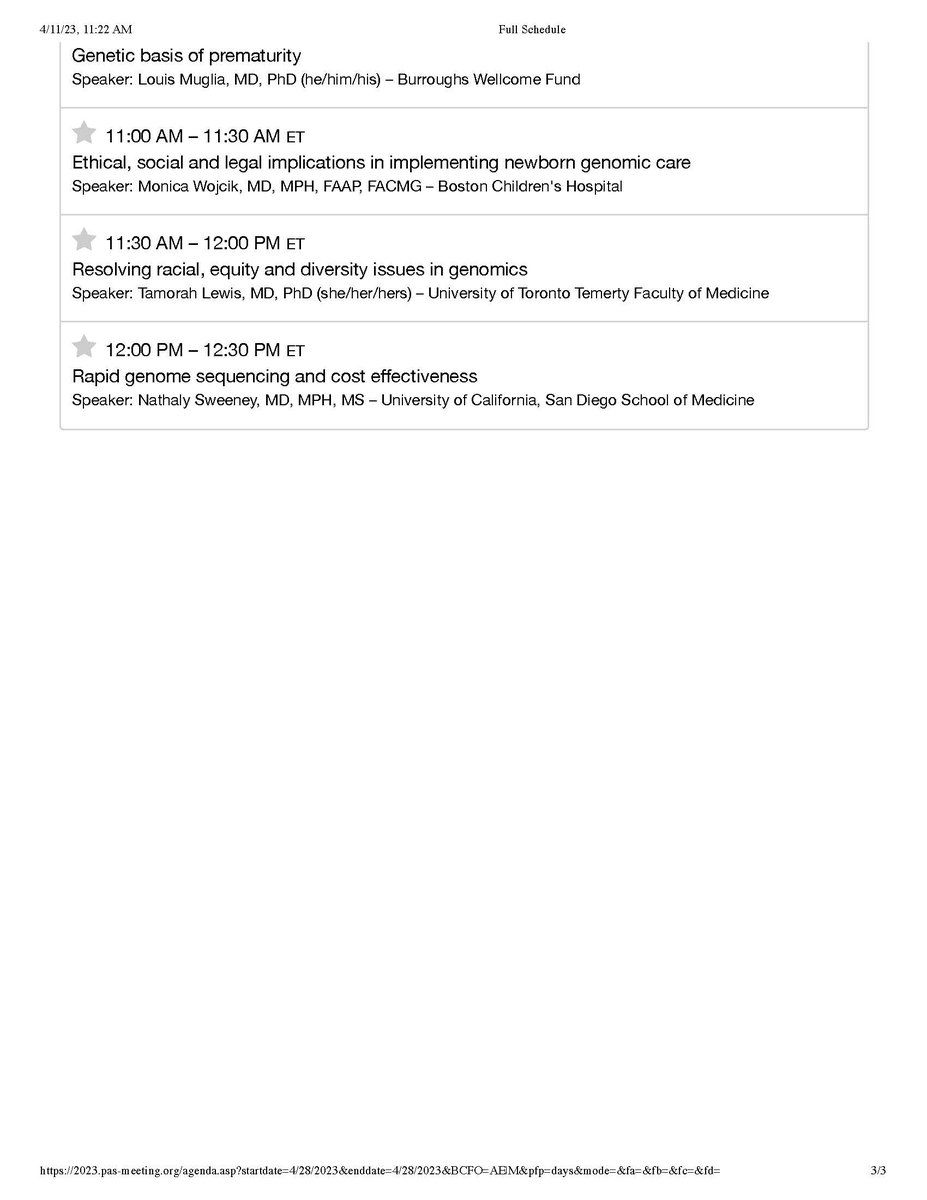 A new course: 'Genomics in Newborn Care' for Postgraduates at @PASMeeting. World experts speaking include @brkorf, @AgrawalPB_lab, @HereAtMonica, Ingrid Holm, Larry Nogee,@ritarneo, @JenniferWambach, Tara Wenger, Sarah Morton, @TamorahLewisMD @LouisMuglia . #neoTwitter #NICU