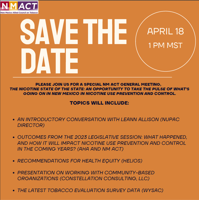 Join us for this year's Nicotine State of the State meeting one week from today! DM us for the Zoom link.