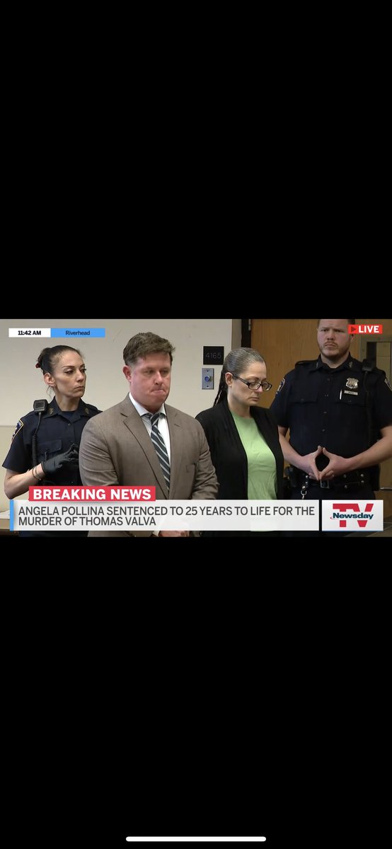 ceciliadowdnews's tweet photo. Angela Pollina sentenced to the maximum of 25 years to life behind bars. #ThomasValva @Newsday https://t.co/t3beM5v0AZ