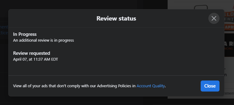 markperrymedia's tweet photo. @facebook Stuck "in progress" since 11:30 on Friday https://t.co/DOBDlTmiZF