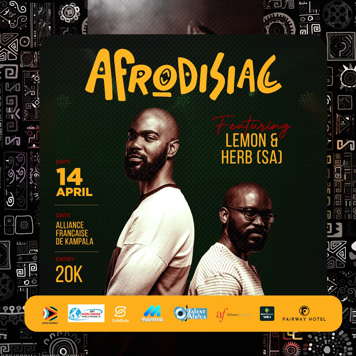 OpoyaFrancis's tweet photo. #Afrodisiac is back in Town this Saturday 🥳🥳 . Do you enjoy Amapiano music, Don't miss your favorite stars featuring #LemonandHerb, #AwekoBrian , #littleBlackKid #HolaJefe #Kamali #Anitraxx and many more.
📆: 14th April
📍: Alliance Francaise de Kampala
💰: 20k https://t.co/AHisxebB3K