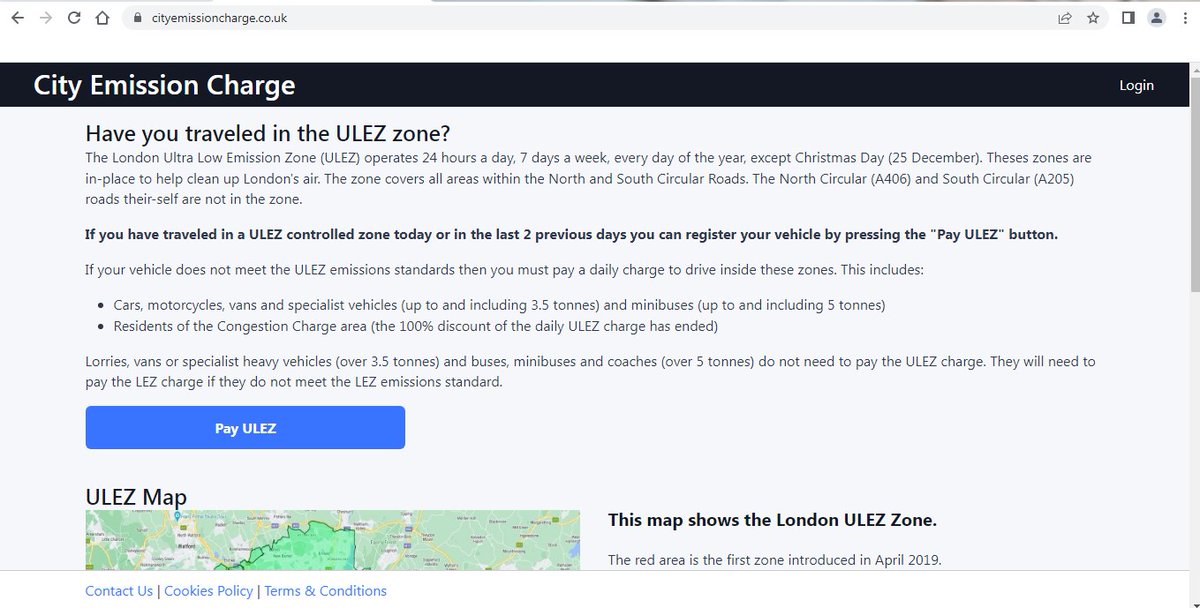 SgtPepper451's tweet photo. @MayorofLondon @christianwolmar Beware sites like https://t.co/Kda3fzvSjj cynically copying look &amp; feel of #ULEZ payment site duping tourists into paying an extra £5 to drive in the ULEZ. During a cost of living crisis! @TFL - how is this acceptable? @MartinSLewis - one for you? https://t.co/tKHucuTXUO