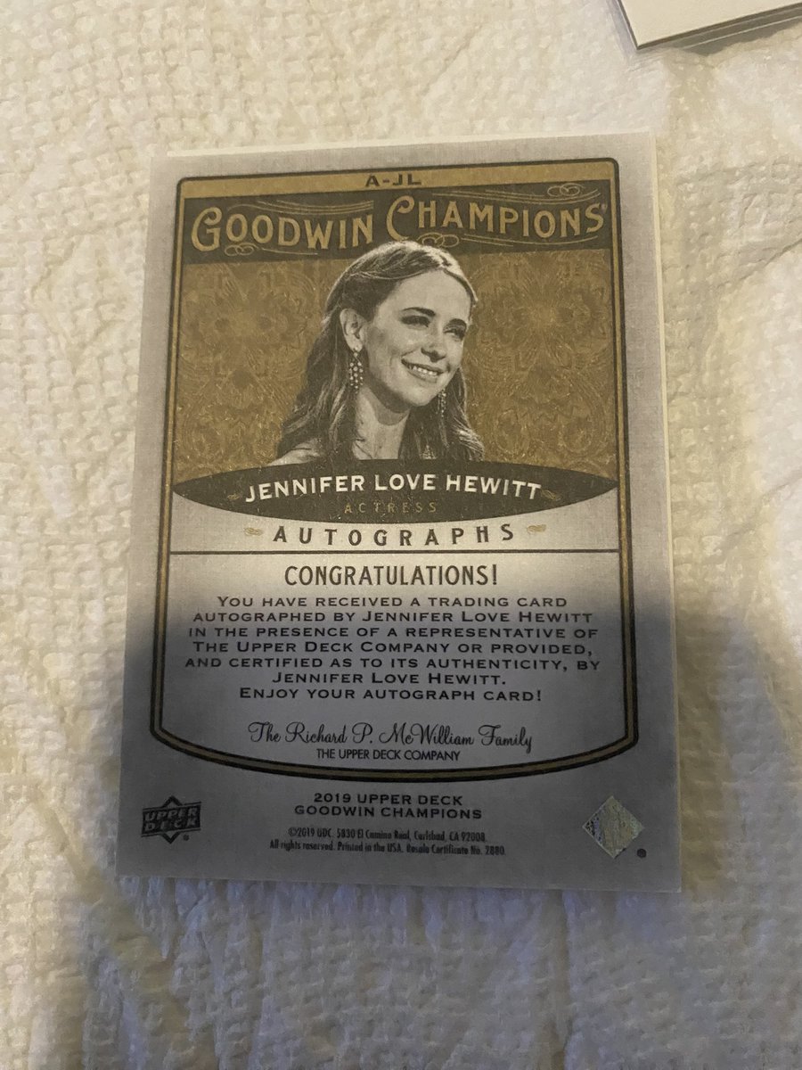 CardsNAutos's tweet photo. Popped a 2019 and 2021 Goodwin Champions Box last night!

Both Hits are for sale!

Jennifer Love Hewitt signed and inscribed- LE23/25 - $1,999

Goodwin Masterpiece Hand-Drawn Sketch #1/10 - $500 

@CardboardEchoes https://t.co/IzPaDFSToi