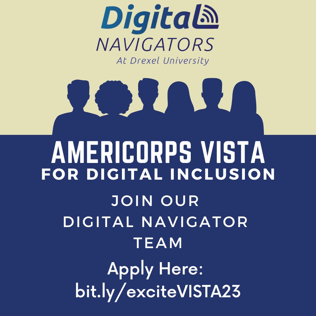 excitecenter's tweet photo. Interested in serving the West Philadelphia community? Join the ExCITe Center as the AmeriCorps VISTA for Digital Inclusion! The position starts in July and includes housing and a meal plan. Apply here: https://t.co/TKUquf6Wvm #AmeriCorpsVISTA #philadelphia #digitalequity https://t.co/3LY76tSXh0