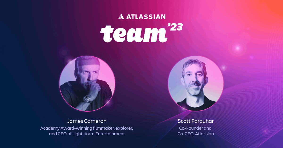 Atlassian's tweet photo. 🥁 Introducing our Team '23 guest keynote speaker, James Cameron.

See how the Academy Award-winning 🎥 filmmaker and explorer merges cutting-edge technology and teamwork to make the impossible, possible. 

April 18–20, live in Las Vegas. Get your pass: https://t.co/vFGKShYDiC https://t.co/56iKdLxdh2
