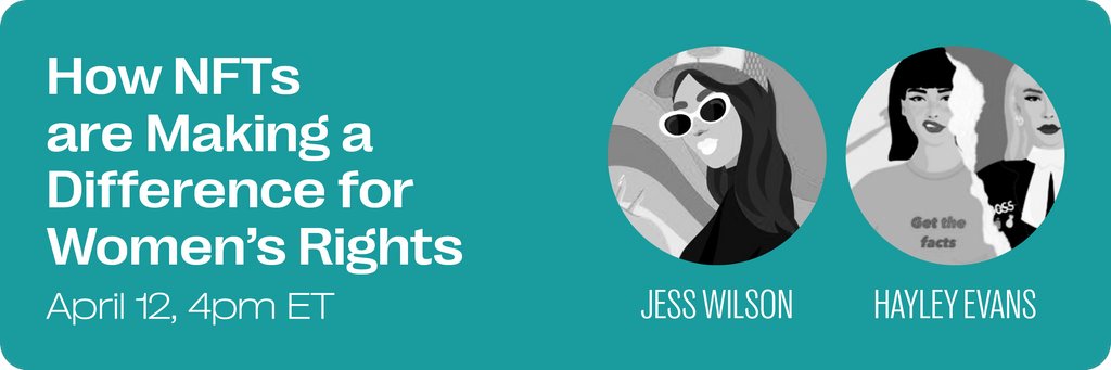 Passionate about how NFTs are making a difference for women's rights? 

You won’t want to miss our Twitter Spaces tomorrow at 4pm ET for a live discussion and Q&amp;A with @jessmaewilson &amp; @hayleyWMW.

x.com/i/spaces/1Yqxo…