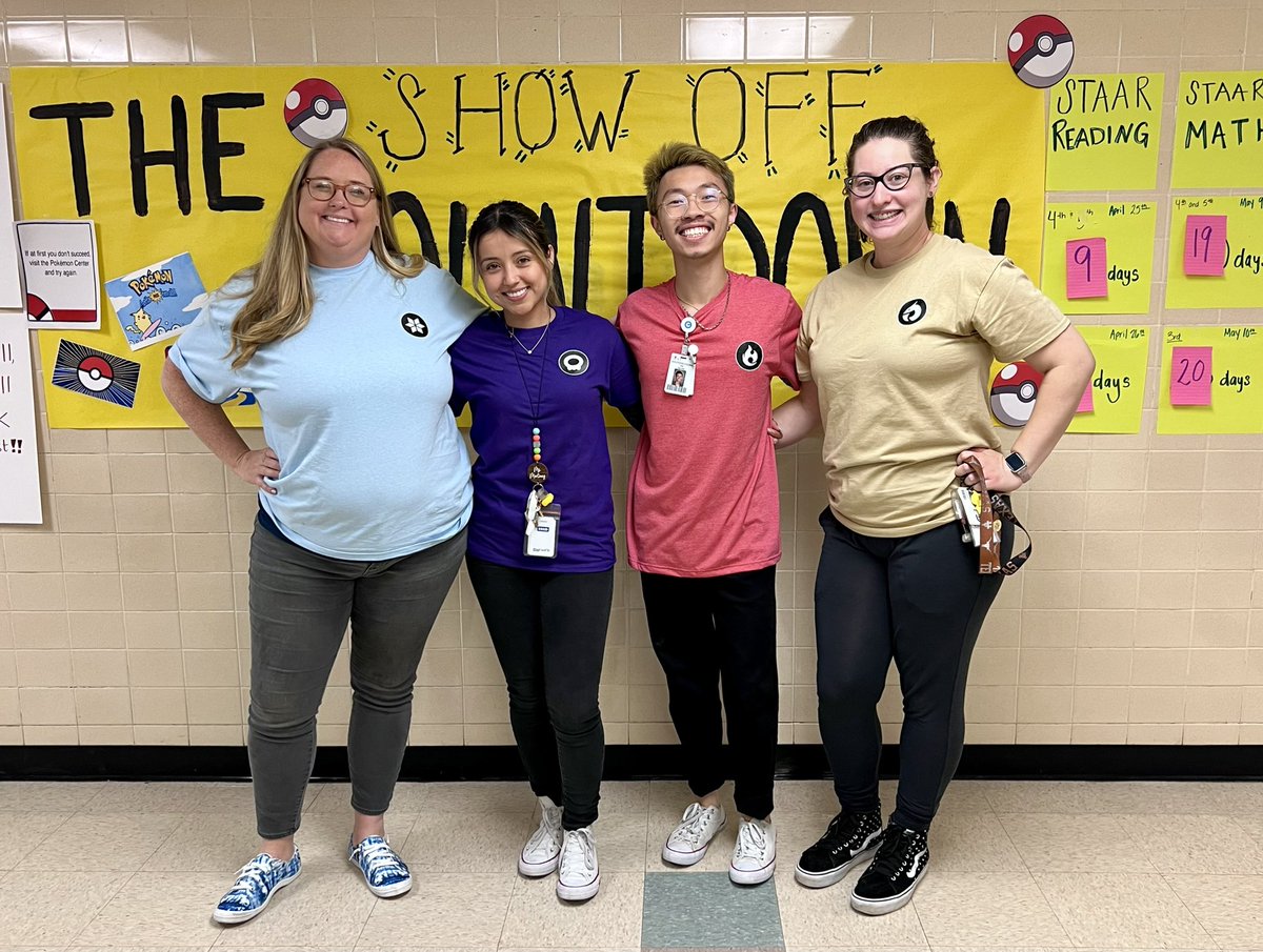 gtxteacher's tweet photo. Just like that, we begin our Pokémon STAAR Training! Let the Pokémon battle begin as we prepare for the ultimate battle, STAAR! Gotta pass em’ all! 

@BeaverMST_Stars @Kmartb02 @mortonmath7 @gisdmagnets @gisdnews 

Not Pictured: @mrs_riley2021 https://t.co/ovPu7l2rcB