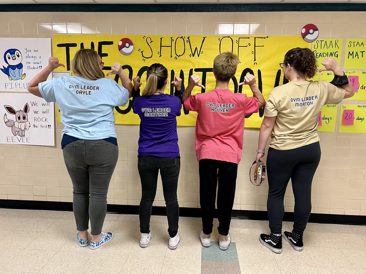 gtxteacher's tweet photo. Just like that, we begin our Pokémon STAAR Training! Let the Pokémon battle begin as we prepare for the ultimate battle, STAAR! Gotta pass em’ all! 

@BeaverMST_Stars @Kmartb02 @mortonmath7 @gisdmagnets @gisdnews 

Not Pictured: @mrs_riley2021 https://t.co/ovPu7l2rcB