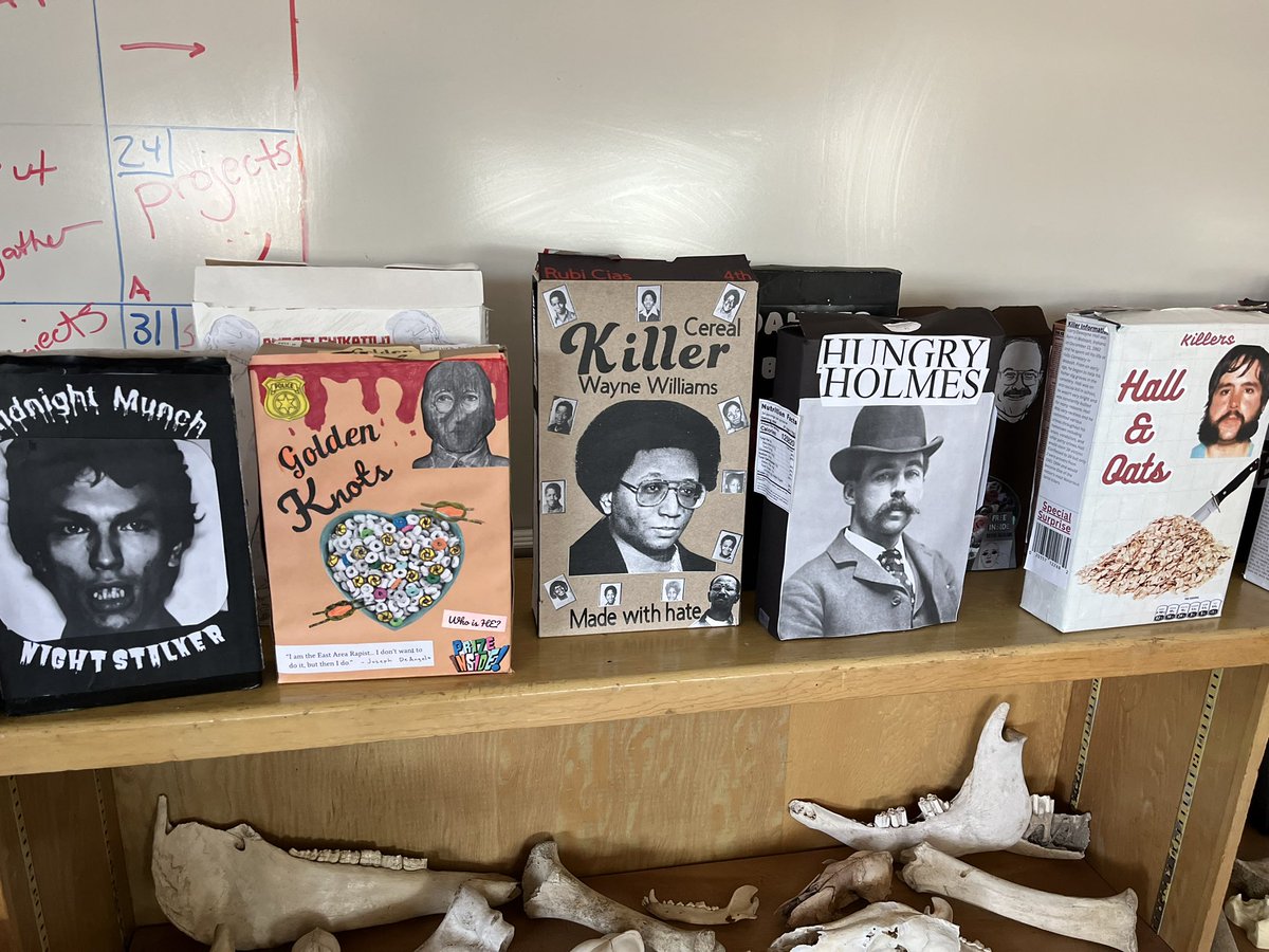irvinghighCSI's tweet photo. Serial Killer Cereal Box Project almost complete…stand by for the commercials! 🎬
@irvingisdCTE 
@irvinghigh https://t.co/wU9OEizrmg