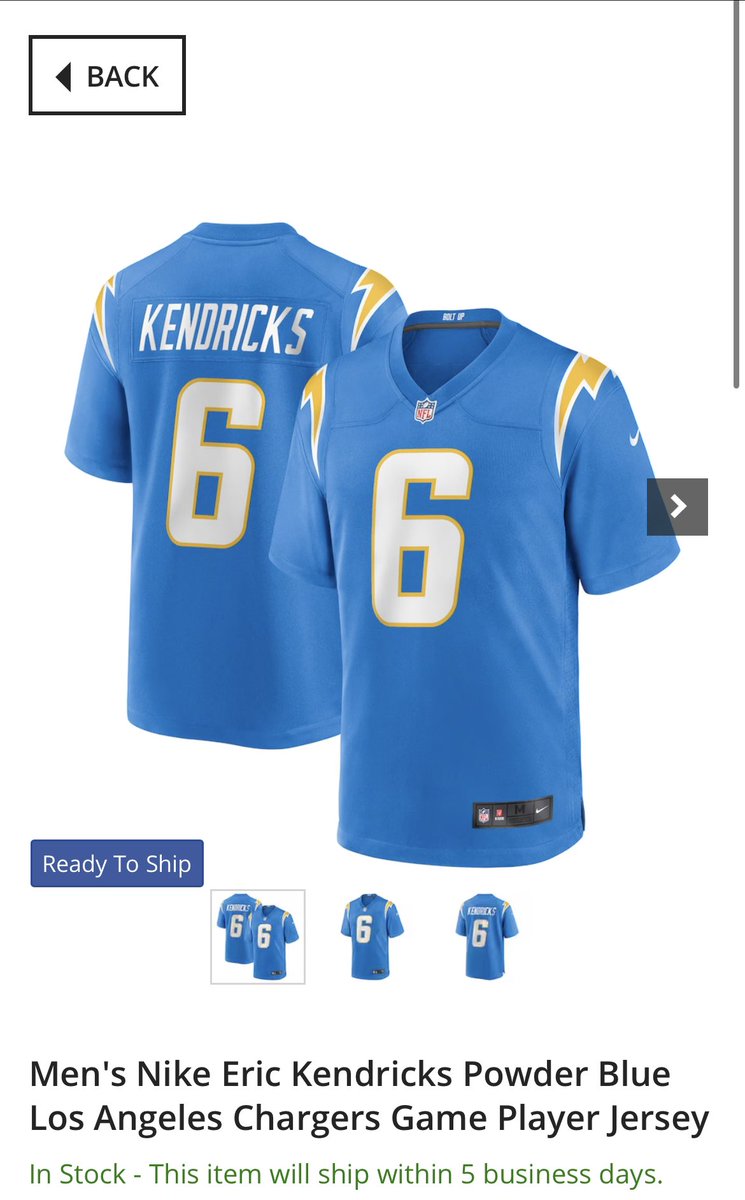 GACPodcast17's tweet photo. Good morning, Bolt Fam! As we do every year, we are giving away a jersey for the Chargers’ marquee FA addition. To enter this Eric Kendricks jersey giveaway you must:
1. RT and follow
2. Sub to our YouTube channel and respond with a screenshot for proof. 
Good luck! #BoltUp https://t.co/WnX9CyExws