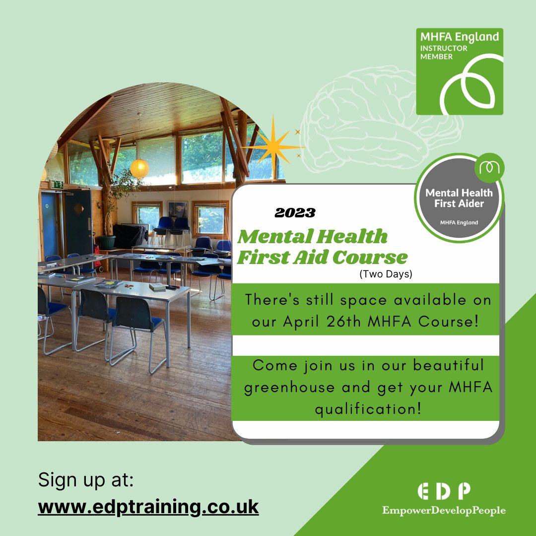 EDPTraining 🧡 (@edptraining1) on Twitter photo There are still spaces available on our April Mental Health First Aid training course - come and join us in our beautiful greenhouse venue!
Book your course here edptraining.co.uk/adult-mental-h…
#MentalHealthFirstAid #mhfa #mentalhealthawareness #mentalhealthatwork #employeewellbeing There are still spaces available on our April Mental Health First Aid training course - come and join us in our beautiful greenhouse venue!
Book your course here edptraining.co.uk/adult-mental-h…
#MentalHealthFirstAid #mhfa #mentalhealthawareness #mentalhealthatwork #employeewellbeing