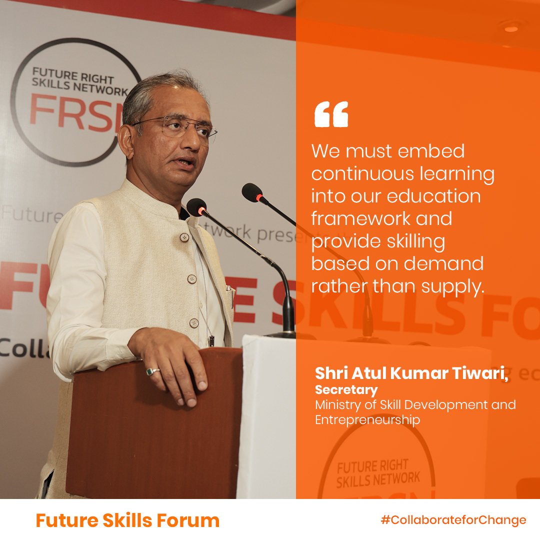 "We must embed continuous learning into our education framework and provide skilling based on demand rather than supply."
Shri Atul Kumar Tiwari, Secretary, MSDE, sharing his views on the transformative power of skilling &amp; Future Trends shaping Industry 4.0.

#SkillIndia
