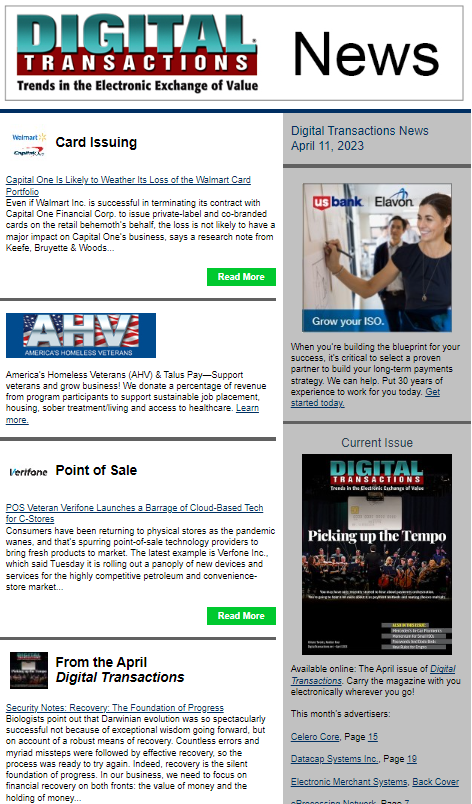 DTPaymentNews's tweet photo. Today’s Digital Transactions News: CapOne Likely To Weather Walmart Loss; Verifone’s Cloud-POS Tech Barrage; Visa+ P2P Service in Tests
https://t.co/rq0incFz9K
#payments #creditcards #agreements #pointofsale #cloudPOS #P2Ppayments #rivalnetworks https://t.co/bgmC1Mnrcv