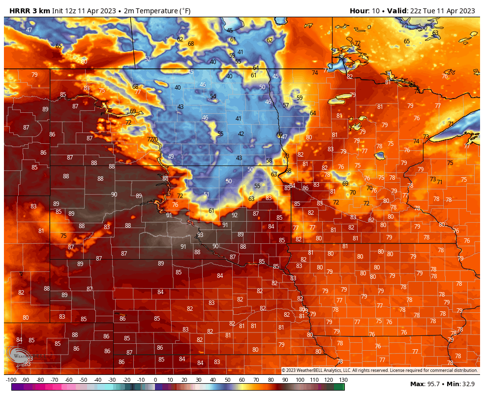 90s to 40s, the difference a deep snowpack can make!