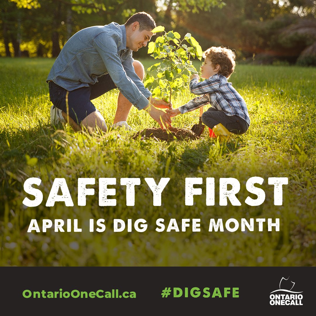 HHHydro's tweet image. April is #DigSafeMonth 
Before starting any outdoor project, whether planting a tree, building a new deck, or installing a fence, make sure you submit a locate request with @ON1Call to avoid injury and fines!