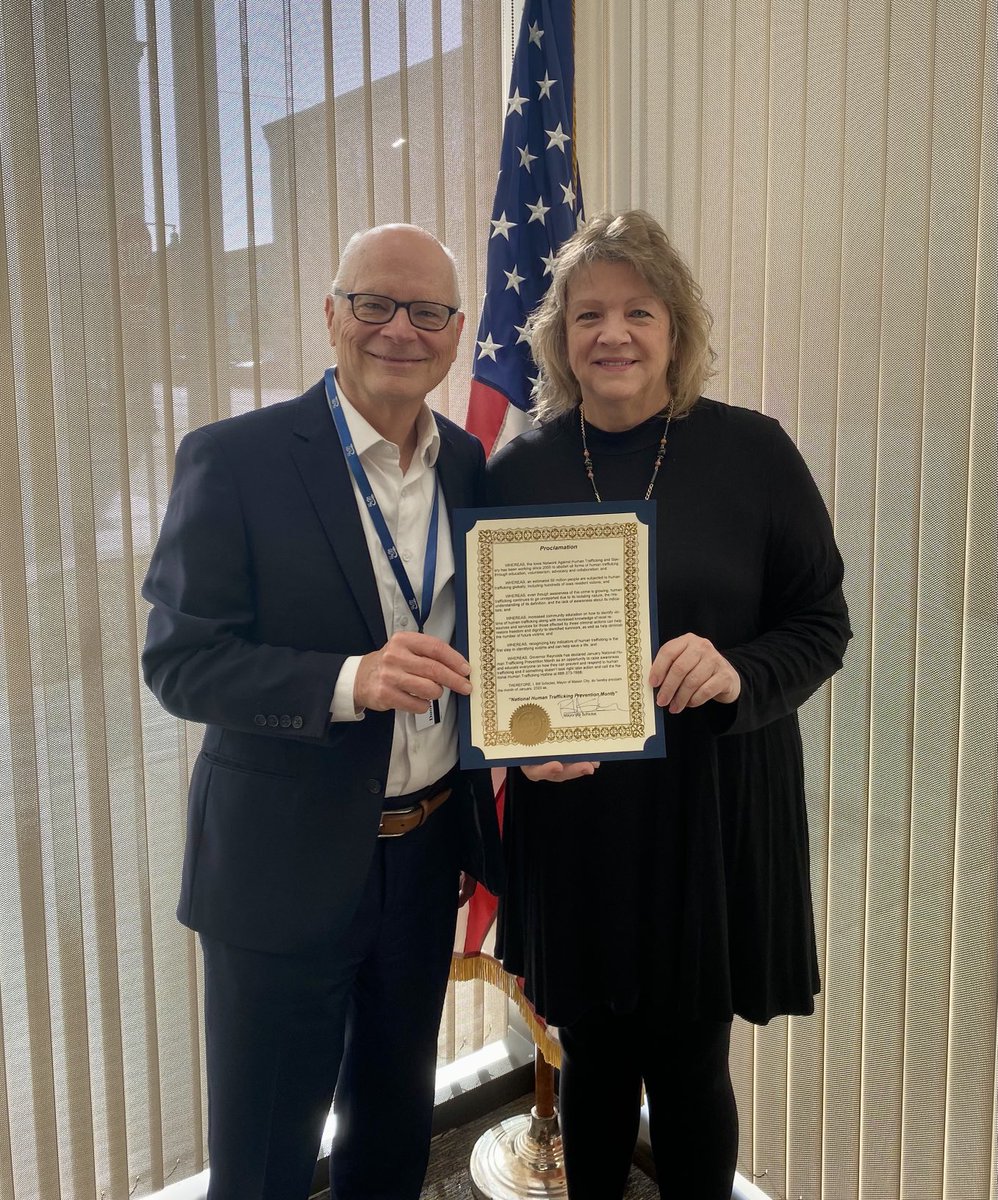 THANK YOU Lyna Debner for your good work to abolish  human trafficking! I was honored to present Lyna with human trafficking prevention month proclamation.