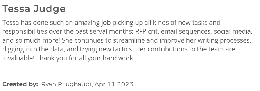 teejwrites's tweet photo. Letting myself toot my own horn today. 🥰 Grateful to work for a company that makes noticing, recognizing, and celebrating one another the rule, not the exception. Thanks for the love, Ryan! #wegrowe #bettertogether #e2Ldreamteam #engage2learn https://t.co/ncPQLCV4CQ