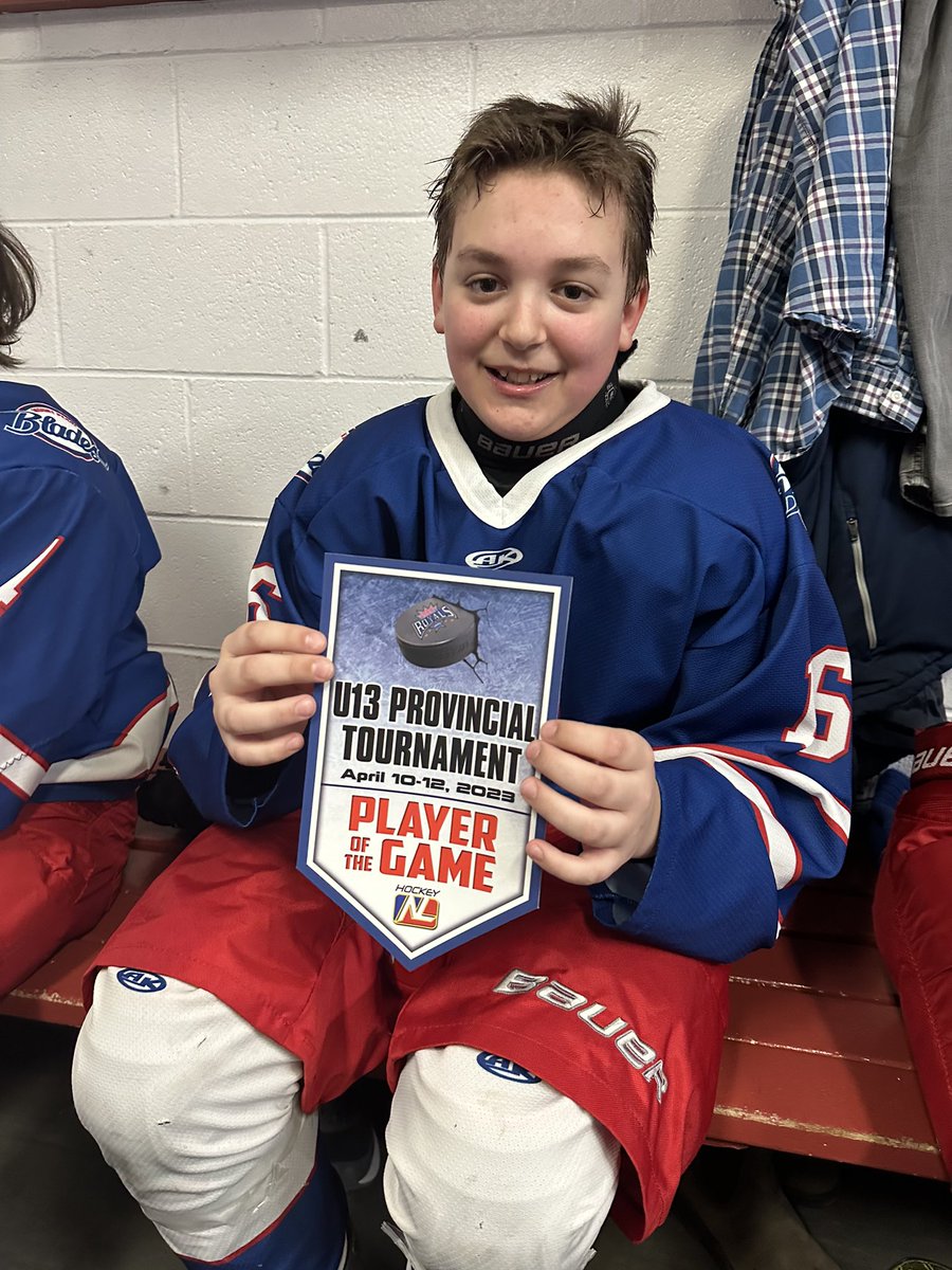 First game of the day vs @cbminorhockey ended with a 4-0 win for the Blades! Our player of the game is Jake Denief! Back to the rink this afternoon to take on the <a href="/U13B_CELTICS/">AVALON CELTICS U13B</a> #BladesDoCornerBrook