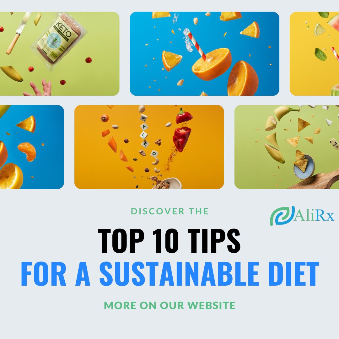 Do you want to live a more sustainable lifestyle? 

Check out our latest blog: 'Top Ten Tips for a Sustainable Diet!' 🌍🥦 

Don't miss out on this informative read! Read now on our website. ow.ly/QnQj50NENp5

#sustainablediet #healthylifestyle #blogpost #AliRx