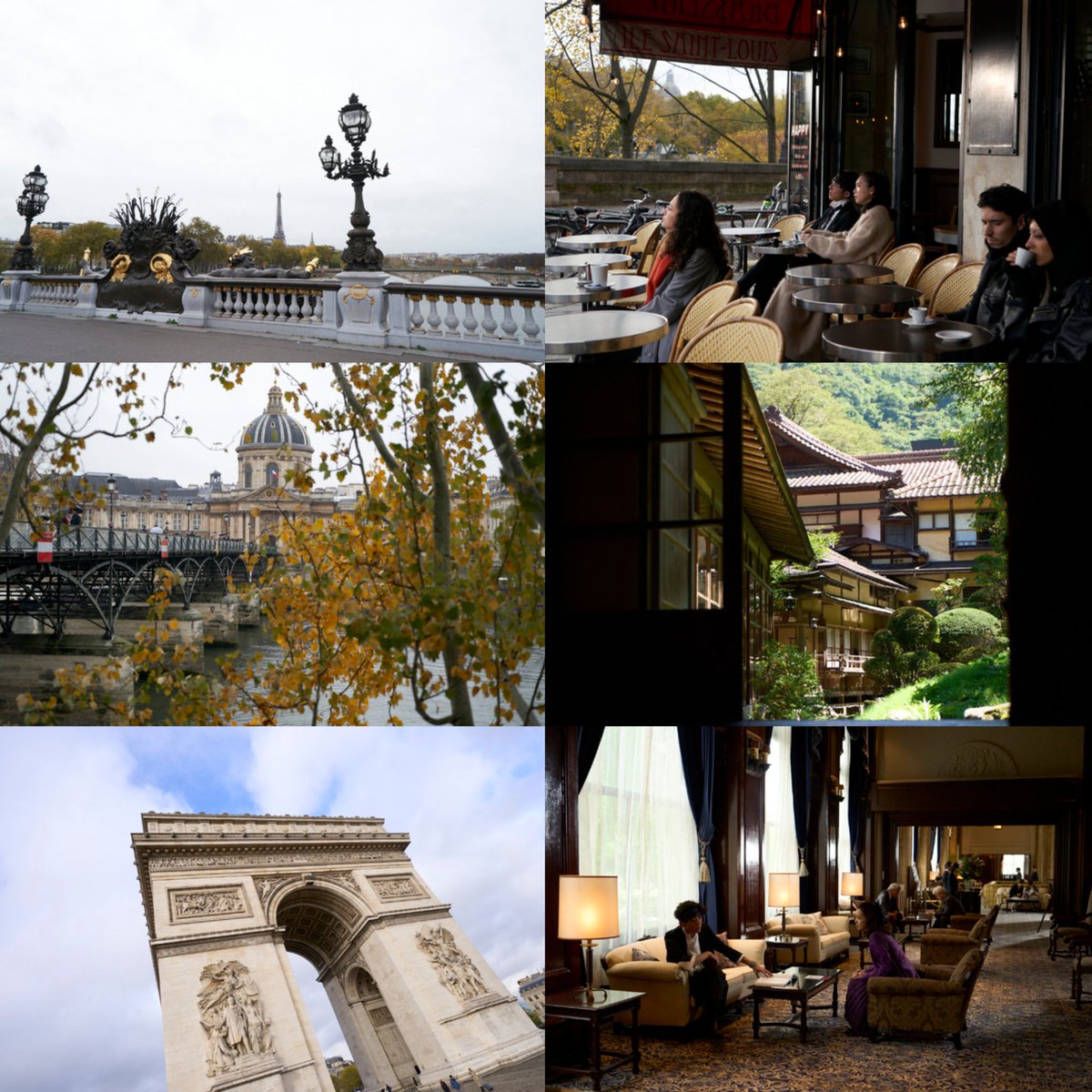 New images focusing on the filming locations for the Rohan au Louvre movie were released today. The images highlight places like the Alexandre IIl Bridge, Pont des Arts, and Etoile Arc de Triomphe in France. Along with Hotel New Grand and Mukaitaki in Japan. 💚✒️