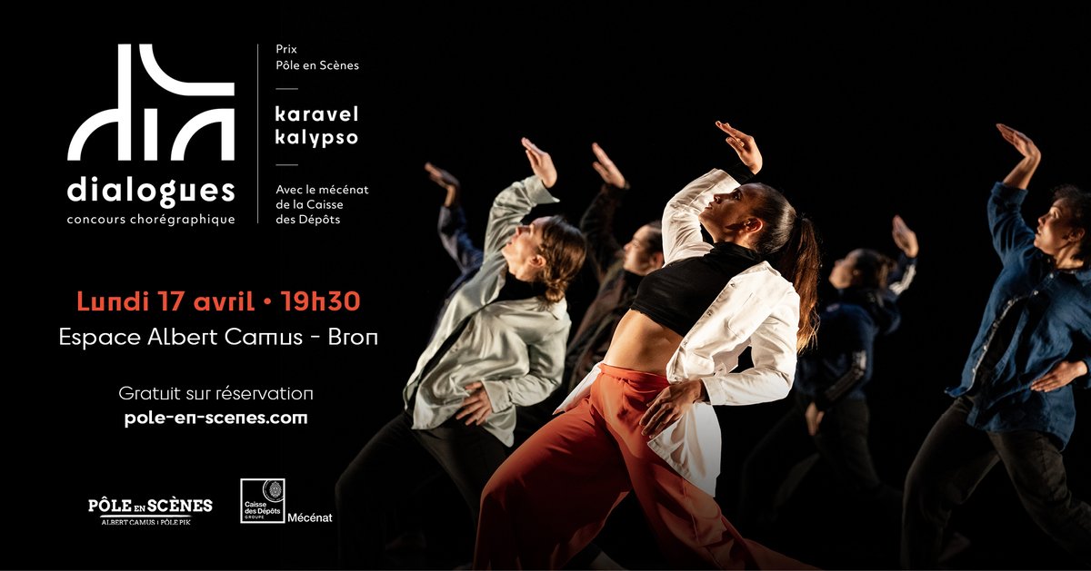 Rendez-vous lundi 17 avril, 19h30, à Pôle en Scènes pour le concours chorégraphique Dialogues imaginé par <a href="/MouradMerzouki/">Mourad Merzouki</a> !
Gratuit sur réservation : bit.ly/3UrB19C.
-
<a href="/caissedesdepots/">Caisse des Dépôts</a>, <a href="/news_laterrasse/">Journal La Terrasse</a>, moovance.dance