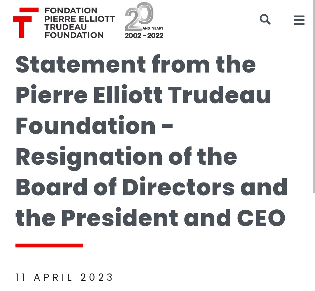 covid_parent's tweet photo. The entire Board of Directors of the Trudeau Foundation have resigned because of Stephen Harper and Russia and climate change. https://t.co/0dzxf8wiBV