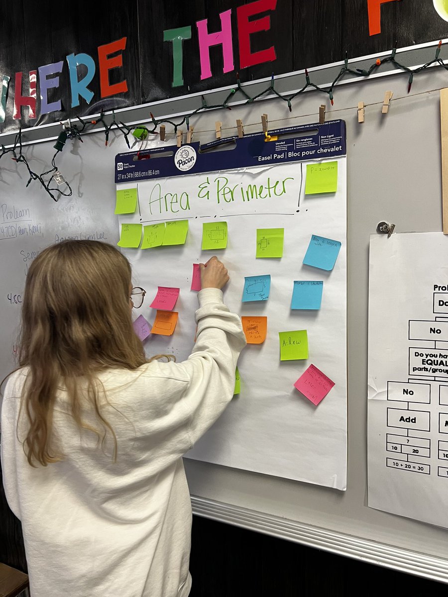 MrsLCowan's tweet photo. Writing what we know about Area and Perimeter.  Using @lead4ward strategy and doing a mini version of “Tour of Knowledge” as we start our review for ⭐️ @Longbranch_Elem https://t.co/XfIeR20LDu