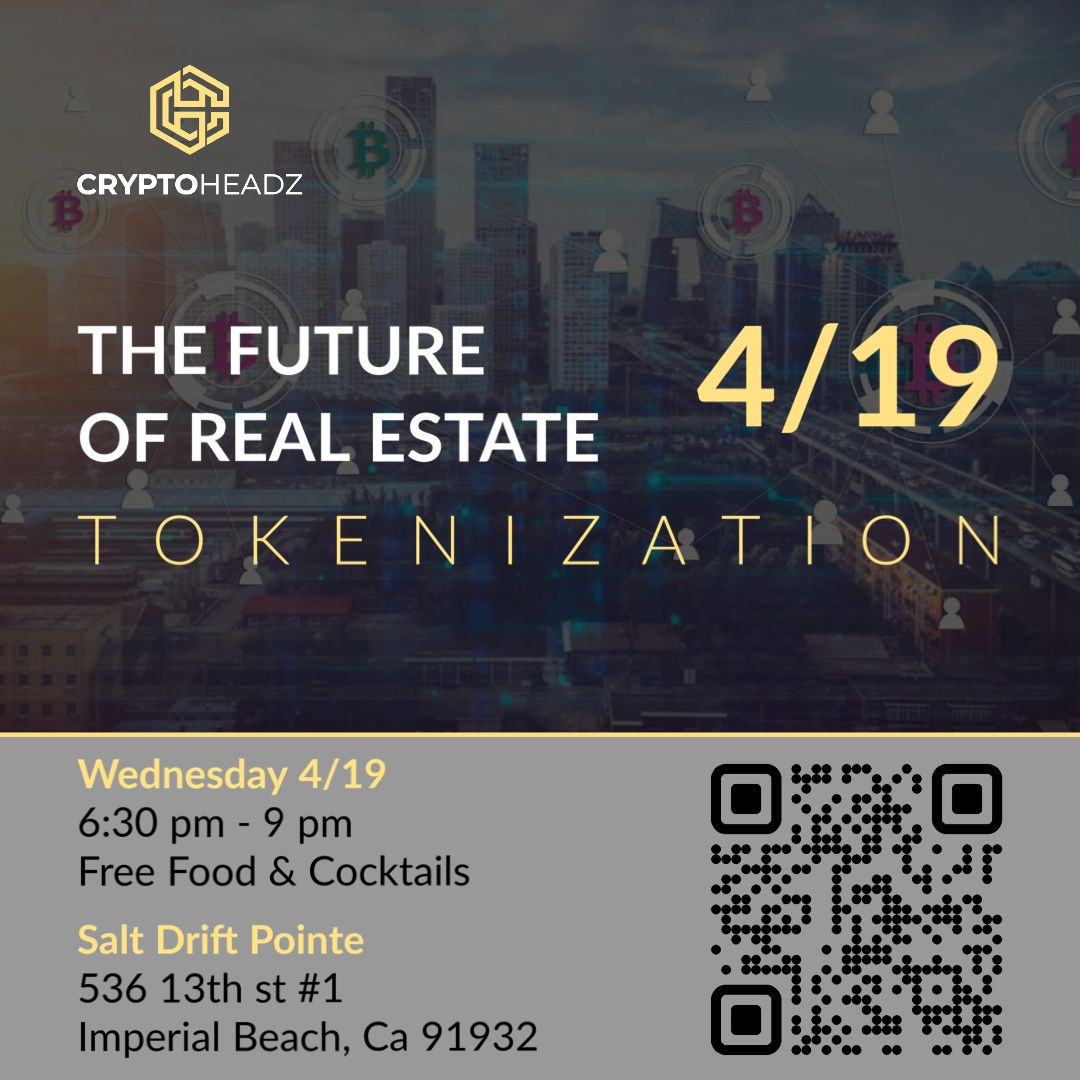Calling all those in the real estate industry! Come learn how block chain technology is changing the Real Estste industry. You don't want to miss it!!!

Free Event

#RealEstate #homeloans #crypto #tokenization #cryptoheadz