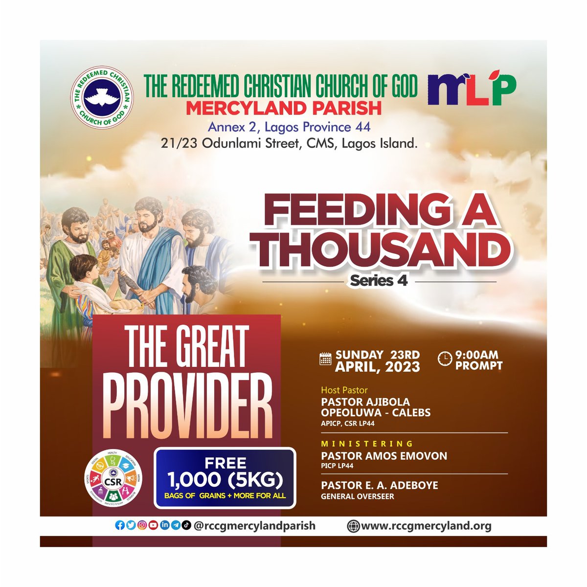 rccgmercyland's tweet photo. MercyLand Mega CSR programme "Feeding A Thousand - Family" (FAT) is here again. #CSR #LoveInAction #RCCGCSR #FAT4 #TheGreatProvider #RCCG https://t.co/SPbWvYZheW