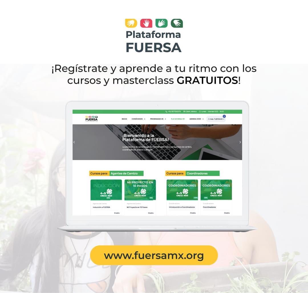 🤯 ¡𝗥𝗲𝗴𝗶́𝘀𝘁𝗿𝗮𝘁𝗲 𝗚𝗥𝗔𝗧𝗜𝗦 𝗲𝗻 𝗹𝗮 𝗣𝗹𝗮𝘁𝗮𝗳𝗼𝗿𝗺𝗮 𝗙𝗨𝗘𝗥𝗦𝗔!
-
Aprende a tu ritmo con nuestros cursos y masterclasss para agentes de cambios 4S, coordinadores, aliados y amigos!

🔸 bit.ly/3msKzVp

#AccionesQueTrascienden #FUERSAMX #4sCreceMx