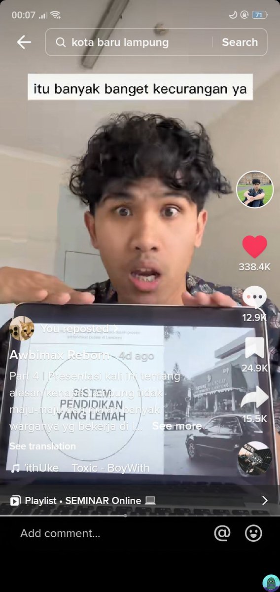 CW//TIKTOK
 gara gara dia semua orang lampung ikut speak up 👏, Dari dia gue belajar jangan takut speak up selagi yg dikatakan itu fakta 💚