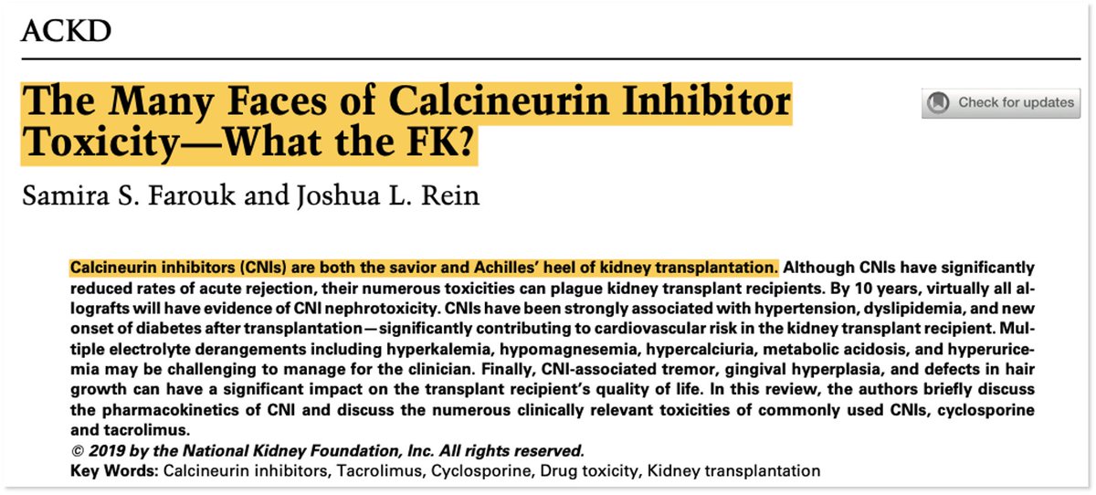 'The Many Faces of #CNI Toxicity - What the FK?' pubmed.ncbi.nlm.nih.gov/32147003/ @ThepHunClub #KidneyTransplant #NKFClinicals @akdhjournal