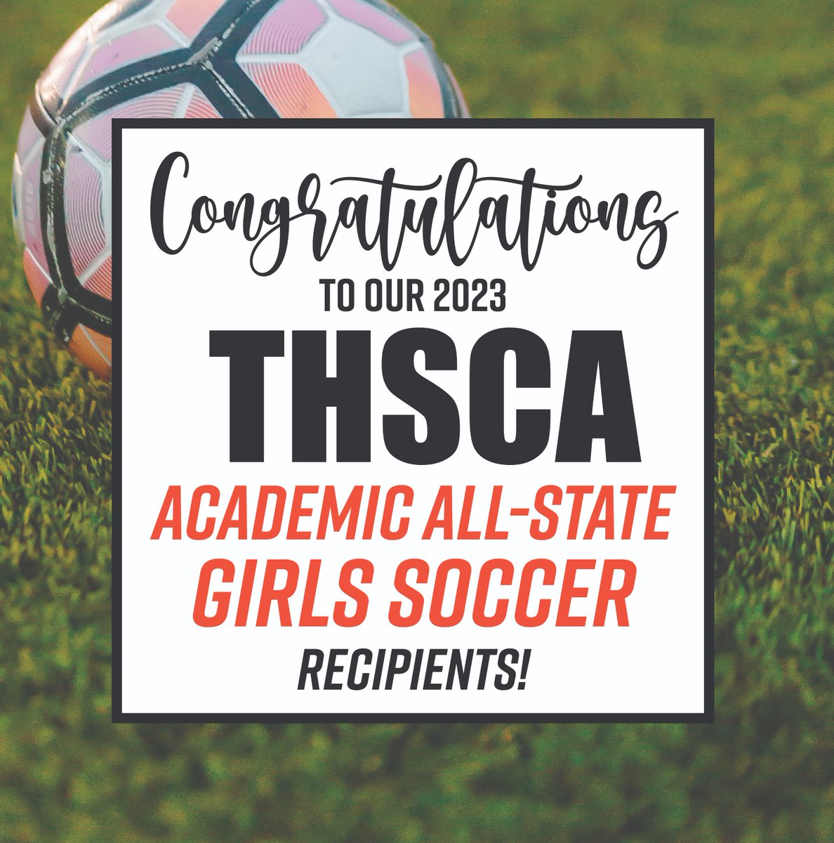 Congratulations to the 2023 THSCA Academic All-State Girls Soccer recipients! 
Hard work in the classroom pays off!🧠 🏆 ⚽ 

Check the teams here: thsca.com/academic-all-s…
#StudentAthletes