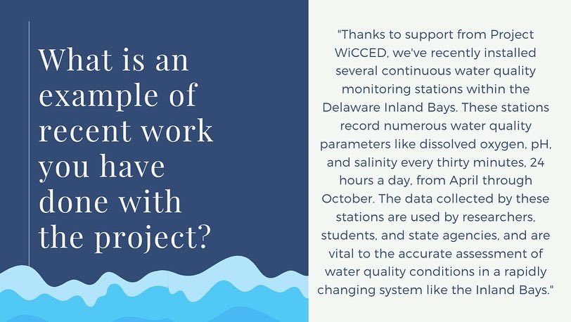 ProjectWiCCED's tweet image. April researcher spotlights!! 
- Our first spotlight for the month of April is Andrew McGowan at the Delaware Center for the Inland Bays. Check out his work with our project!!🌊