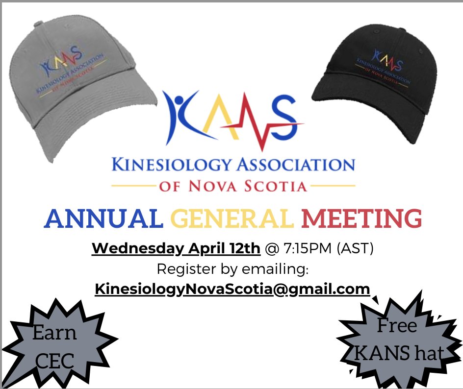Tomorrow we are having our AGM! 
The meeting will be hosted both in-person at Dynamic Wellness, Suite 206B, 998 Parkland Drive, Halifax, NS, and virtually via Zoom
us06web.zoom.us/j/89987818714...
Meeting ID: 899 8781 8714
Passcode: 781324
RSVP through email!
Hope to see you there!