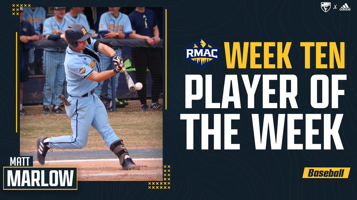 RegisRangers's tweet photo. After posting a video game-esk line of: 11-for-16, 5 runs, 7 RBI, 2 HR, 5 XBH in the Rangers' sweep of UCCS, @RegisUBaseball senior Matt Marlow has been named the RMAC Player of the Week!! #ShovelBoys #RangerUp https://t.co/u2D5LNpbsX