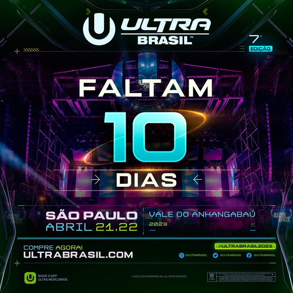 UltraBrasil's tweet photo. 🤩 A contagem regressiva está a todo vapor: faltam apenas 10 dias para estarmos juntos no Ultra Brasil! 

🚀 Quem também já está contando os segundos para viver essa experiência? Garanta seu ingresso em: https://t.co/S5zn5nVtnD https://t.co/4W4Q76HICJ