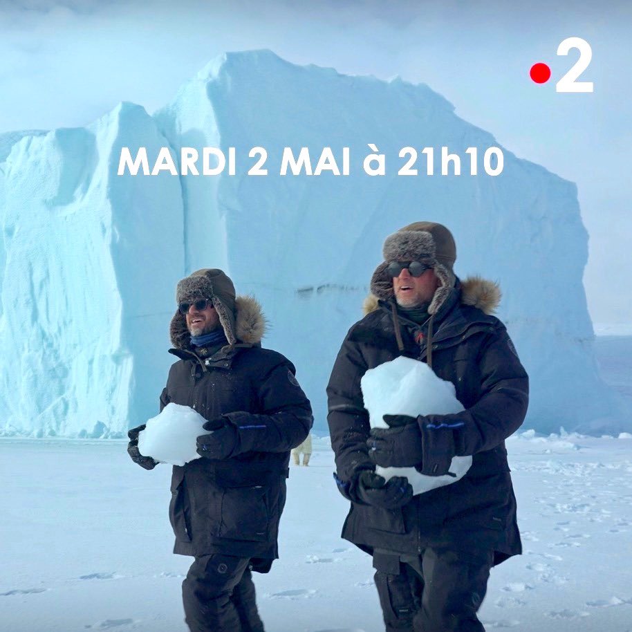 RDVETI's tweet photo. Rendez-vous chez les Inughuit au Groenland avec @JarryAtypique et @RdeCasabianca mardi 2 mai à 21H10 sur @France2tv 

#France2 #RDVETI #enterreinconnue #jarry https://t.co/SenzvguFsx