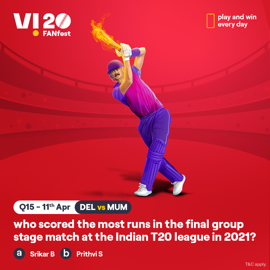 ViCustomerCare's tweet photo. Here’s your chance to win the hottest prizes. Comment #Vi20FANFest with the right answer to all the questions today and stand a chance to win big – a📱every day. The one who gets the most questions right this season will get 2 tickets to the finale. #ContestAlert #Cricket https://t.co/eIykvPP1J2