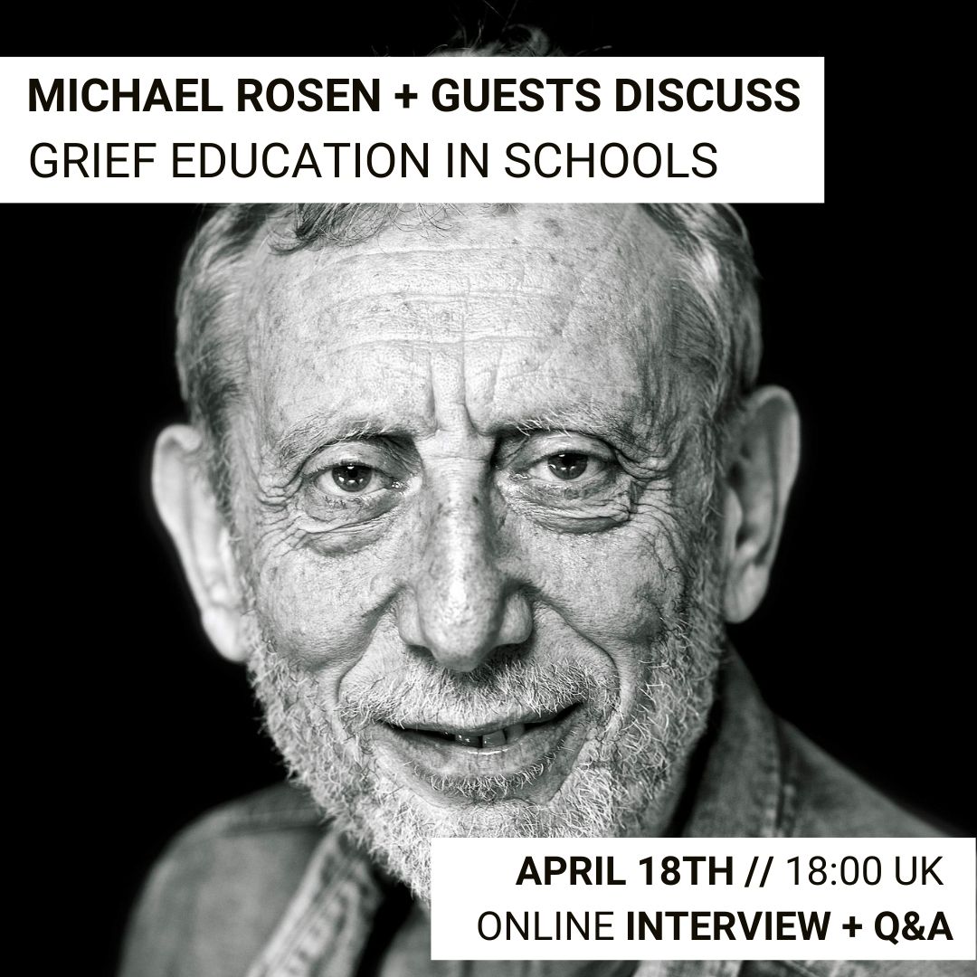 Good Grief Festival (@goodgrieffest) on Twitter photo Delighted to welcome Michael Rosen back on April 18th, 6PM BST for an important discussion on Grief Education in Schools and how we can better support young people who are grieving. Michael is joined by <a href="/cbukhelp/">Child Bereavement UK</a> and <a href="/jesskbacon/">Jess Bacon</a>. Register here: goodgrieffest.com/whats-on/ Delighted to welcome Michael Rosen back on April 18th, 6PM BST for an important discussion on Grief Education in Schools and how we can better support young people who are grieving. Michael is joined by <a href="/cbukhelp/">Child Bereavement UK</a> and <a href="/jesskbacon/">Jess Bacon</a>. Register here: goodgrieffest.com/whats-on/