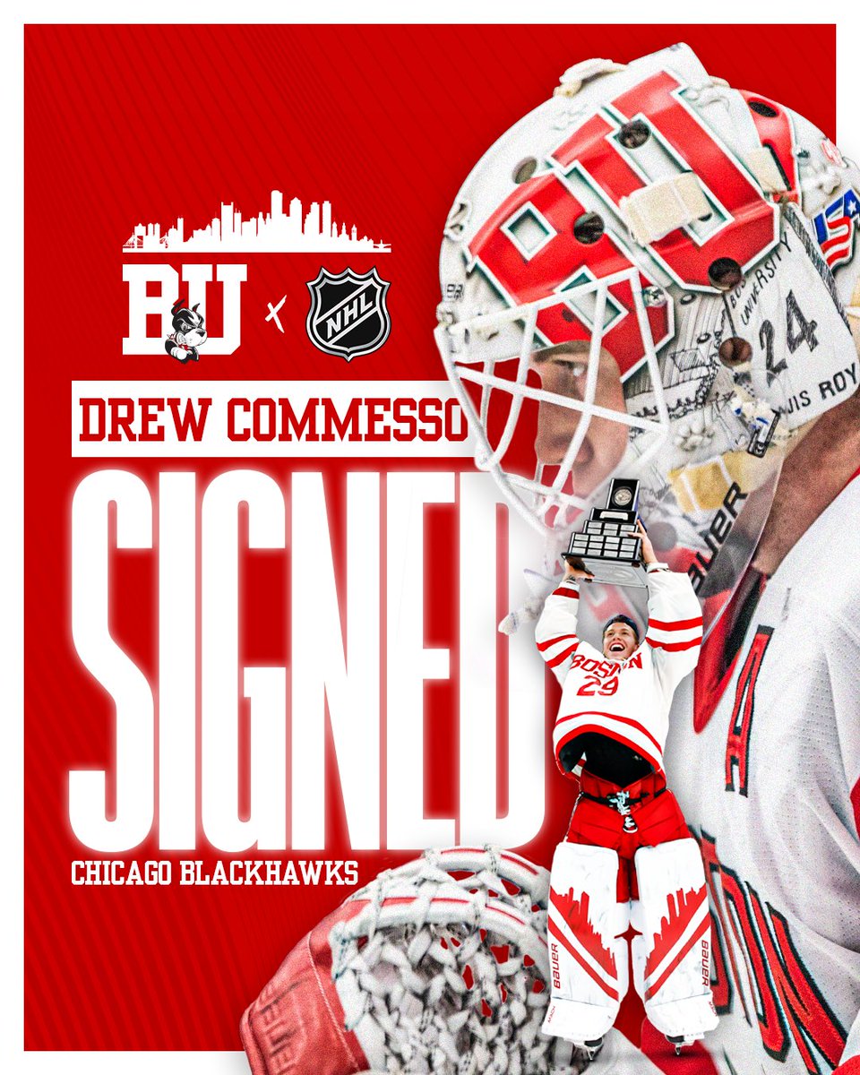 After three outstanding seasons on Comm Ave, Drew Commesso has signed with <a href="/NHLBlackhawks/">Chicago Blackhawks</a>! 

Wishing you all the best as you begin your pro career, ‘Messo!

goterriers.com/news/2023/4/11…