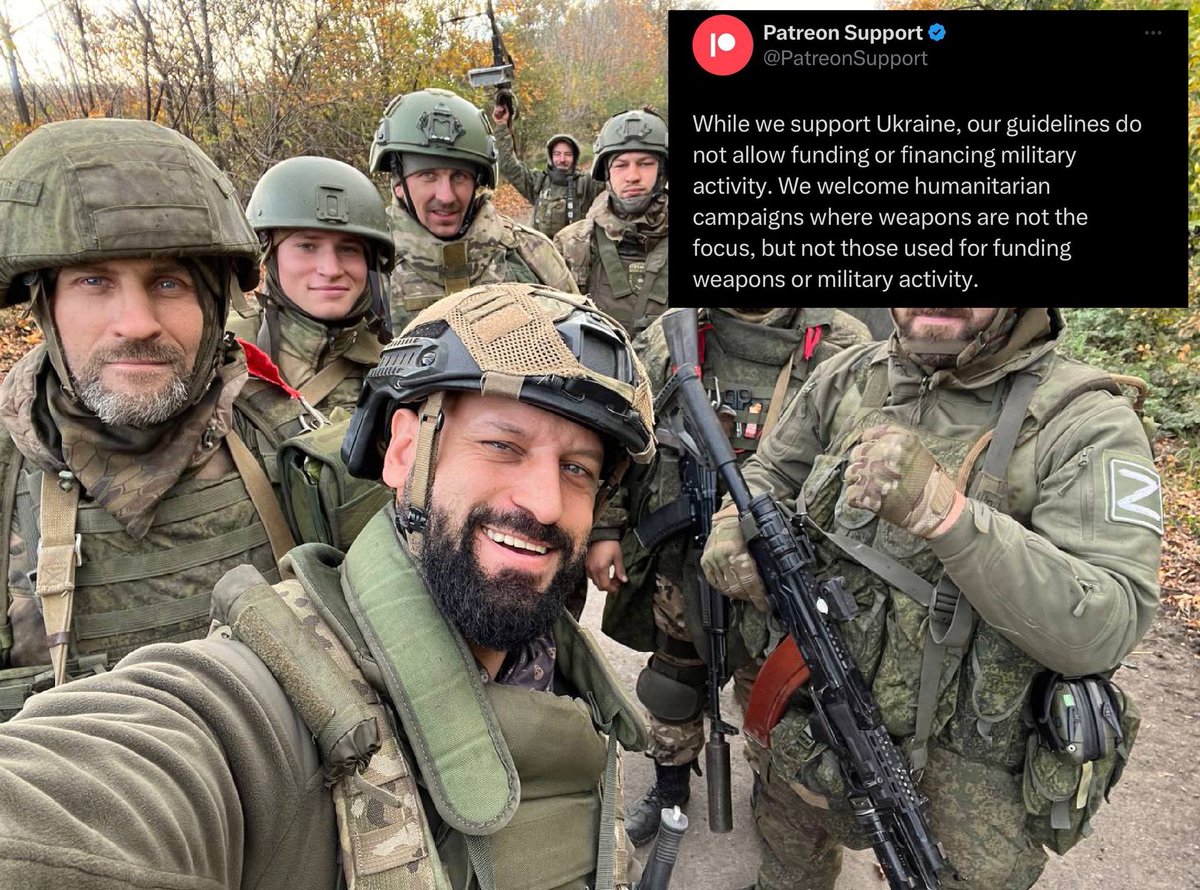 sternenko's tweet image. ANOTHER UPDATE 

@Patreon responded to my suggestion to remove the accounts of russian war criminals…again nothing!

Propagandist awarded by Putin, Semyon Pegov from War Gonzo still on Patreon. My account wasn’t restored. 
Let me remind, he also collects funds for russian army,…