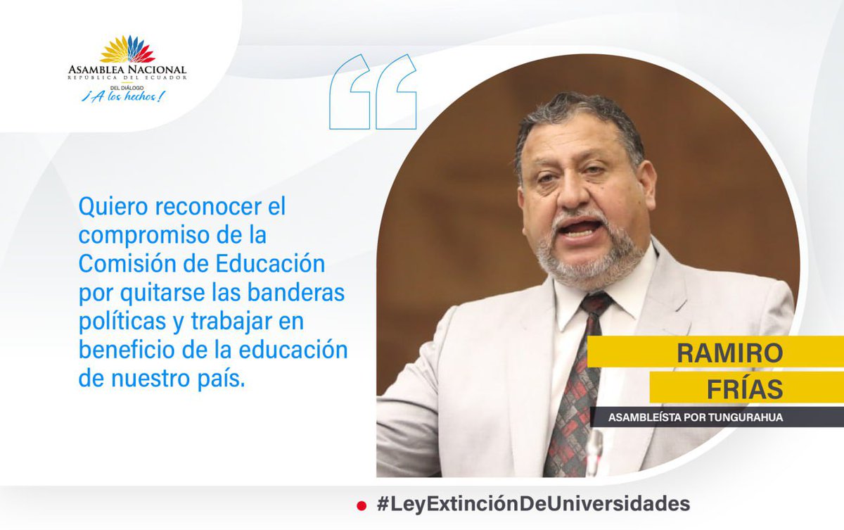 RamiroFriasB's tweet photo. #AsambleaLegisla | 🟠 Por unanimidad, el Parlamento se allana a las objeciones II, IV y V,  presentada por el Ejecutivo y se ratifica en las objeciones I y III respecto al Proyecto de #LeyExtinciónDeUniversidades y Escuelas Politécnicas suspendidas por el #CEAACES. https://t.co/KI8oVvUl8E