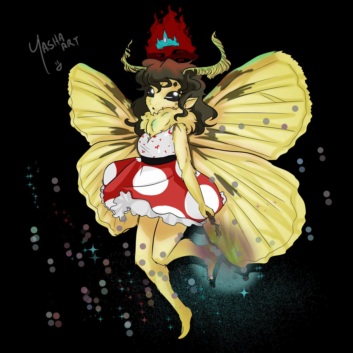 #fairy #moth #mothfairy #mushroom #mushroomdress #commissionopen #illustration #drawing #artistsontwitter #artist #art #yashaart